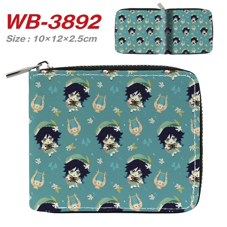 Genshin Impact Anime Full Color Short All Inclusive Zipper Wallet 10x12x2.5cm  WB-3892A