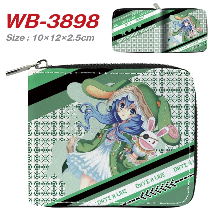 Date-A-Live Anime Full Color Short All Inclusive Zipper Wallet 10x12x2.5cm WB-3898A
