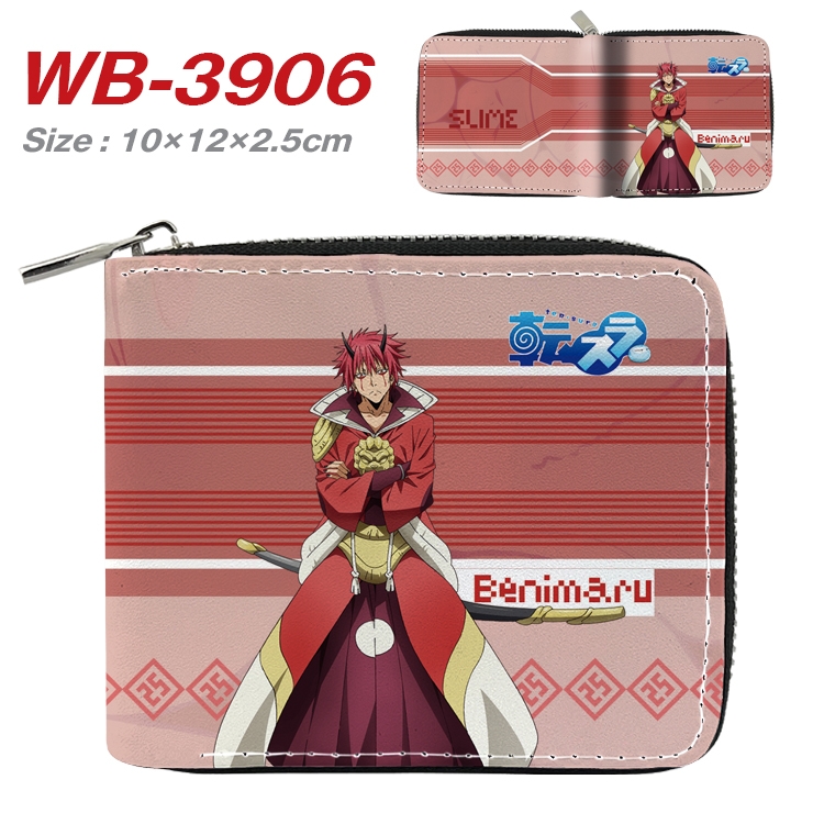 That Time I Got Slim Anime Full Color Short All Inclusive Zipper Wallet 10x12x2.5cm WB-3906A