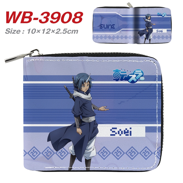 That Time I Got Slim Anime Full Color Short All Inclusive Zipper Wallet 10x12x2.5cm WB-3908A