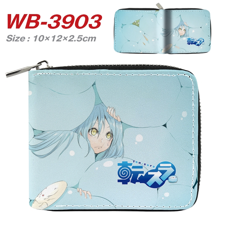 That Time I Got Slim Anime Full Color Short All Inclusive Zipper Wallet 10x12x2.5cm WB-3903A