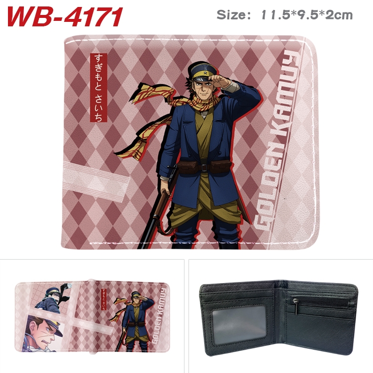 Golden Kamui Full color pu leather half fold short wallet wallet 11.5X9.5X2CM WB-4171A