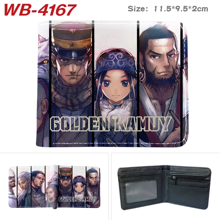 Golden Kamui Full color pu leather half fold short wallet wallet 11.5X9.5X2CM WB-4167A