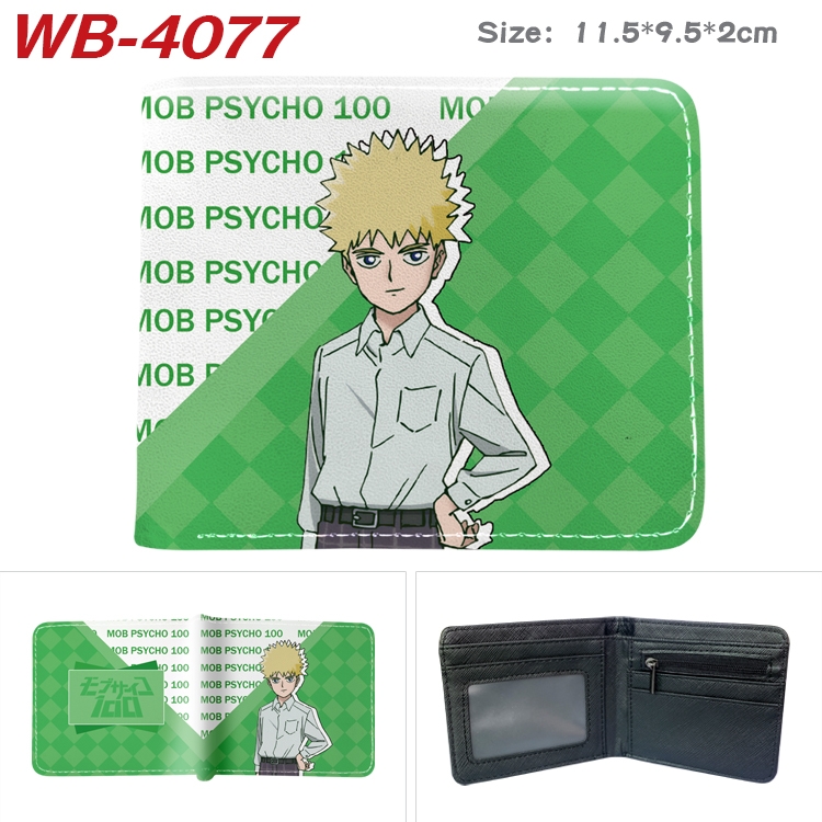 Mob Psycho 100 Full color pu leather half fold short wallet wallet 11.5X9.5X2CM WB-4077A