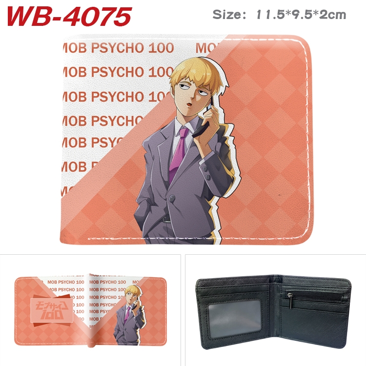 Mob Psycho 100 Full color pu leather half fold short wallet wallet 11.5X9.5X2CM WB-4075A