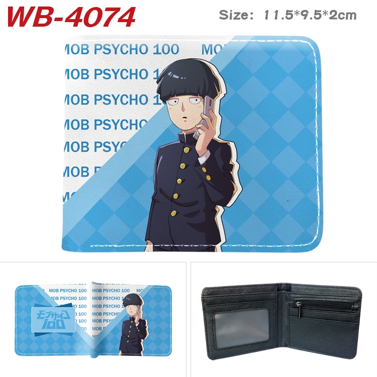 Mob Psycho 100 Full color pu leather half fold short wallet wallet 11.5X9.5X2CM WB-4074A