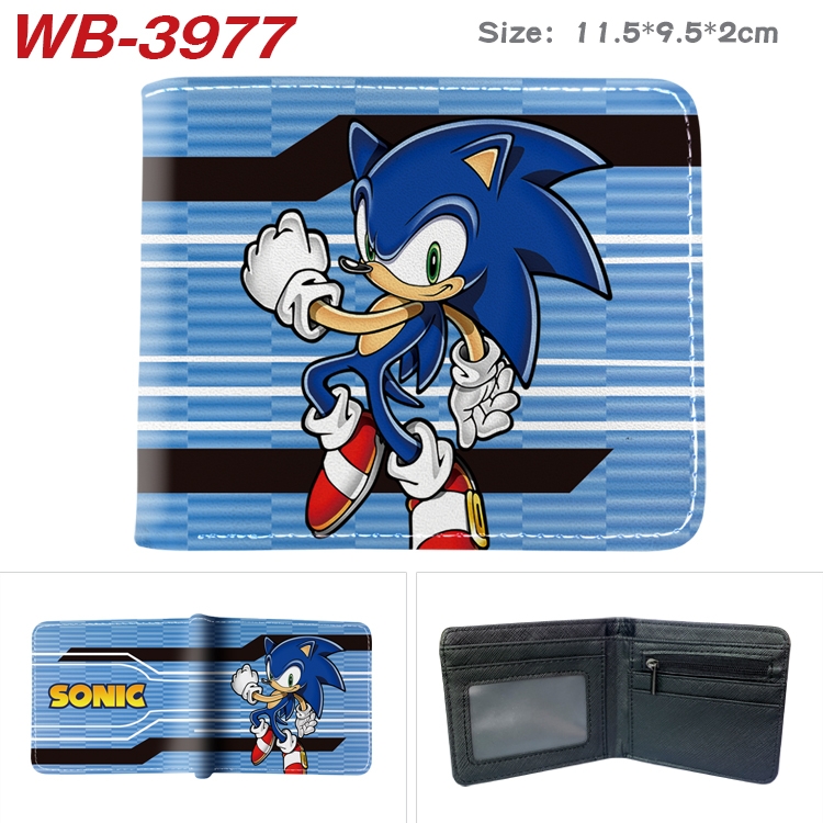 Sonic The Hedgehog Full color pu leather half fold short wallet wallet 11.5X9.5X2CM WB-3977A