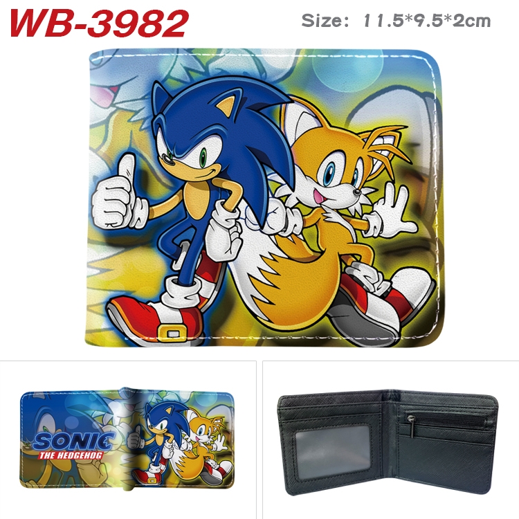 Sonic The Hedgehog Full color pu leather half fold short wallet wallet 11.5X9.5X2CM WB-3982A