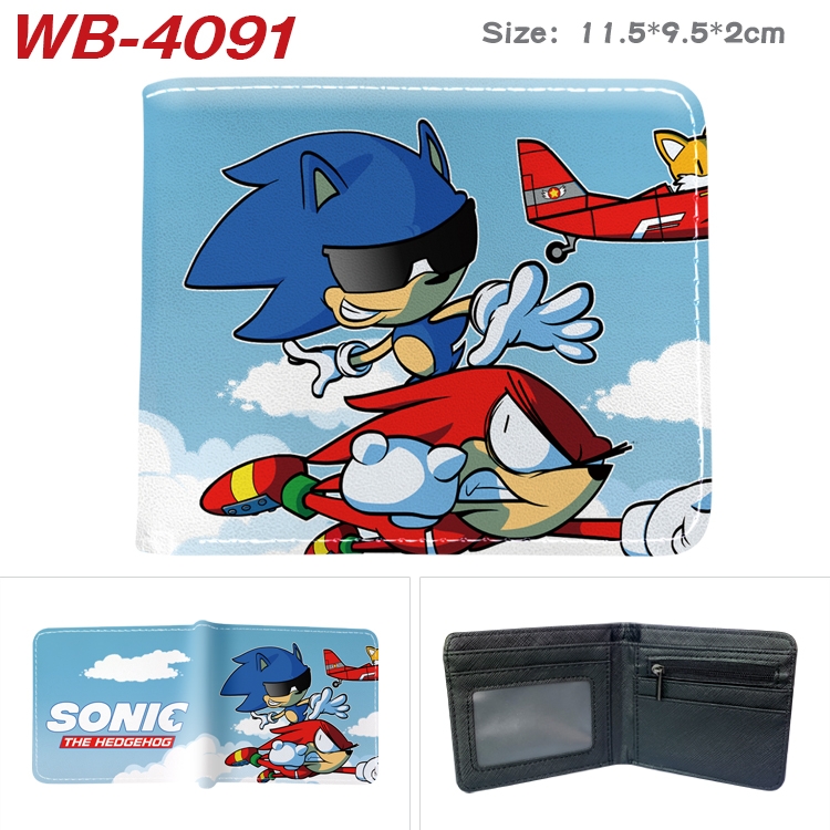 Sonic The Hedgehog Full color pu leather half fold short wallet wallet 11.5X9.5X2CM WB-4091A