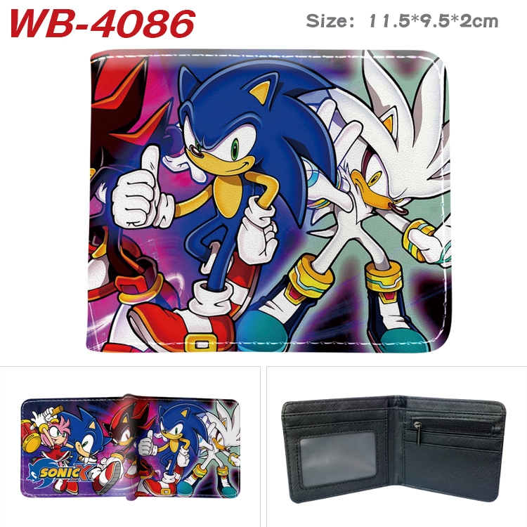 Sonic The Hedgehog Full color pu leather half fold short wallet wallet 11.5X9.5X2CM WB-4086A