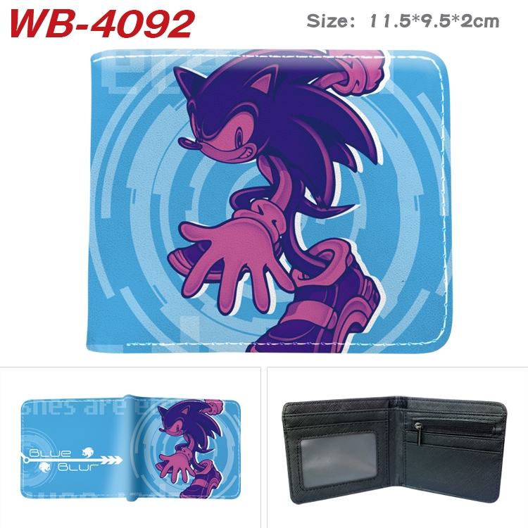 Sonic The Hedgehog Full color pu leather half fold short wallet wallet 11.5X9.5X2CM WB-4092A