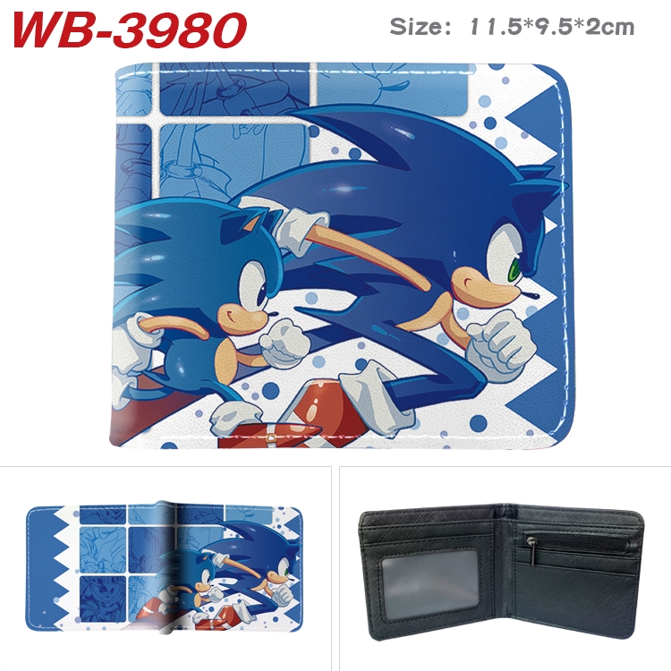 Sonic The Hedgehog Full color pu leather half fold short wallet wallet 11.5X9.5X2CM  WB-3980A