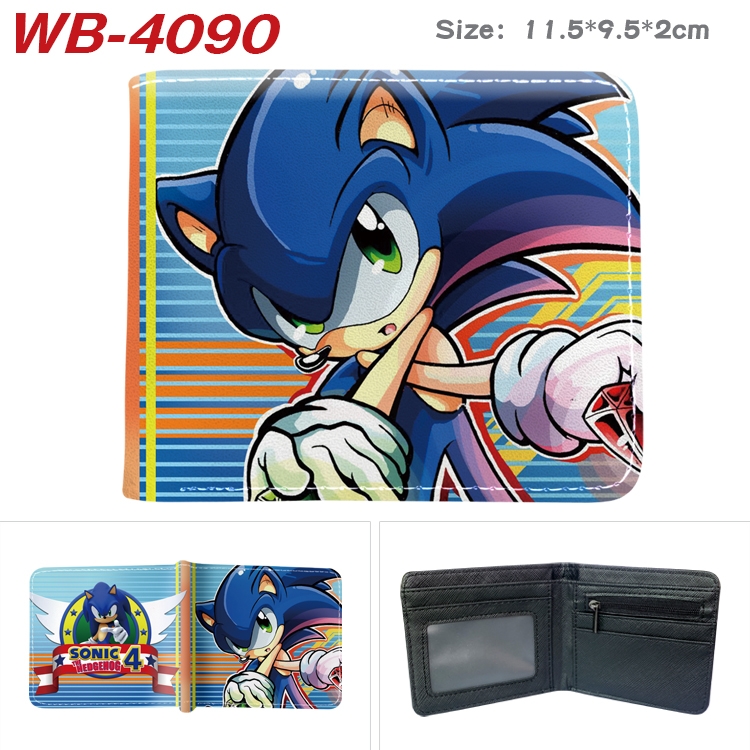 Sonic The Hedgehog Full color pu leather half fold short wallet wallet 11.5X9.5X2CM  WB-4090A