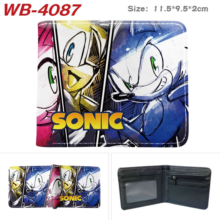 Sonic The Hedgehog Full color pu leather half fold short wallet wallet 11.5X9.5X2CM WB-4087A