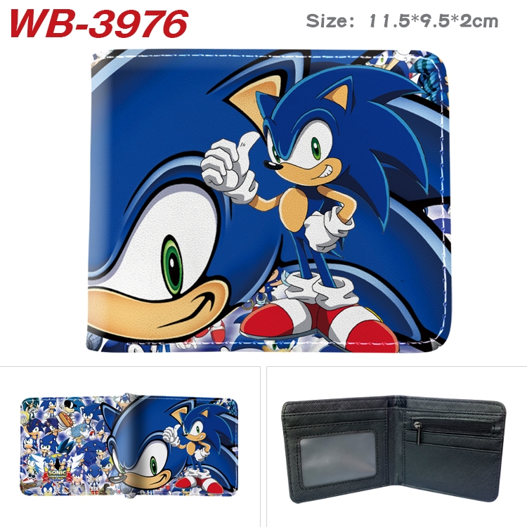 Sonic The Hedgehog Full color pu leather half fold short wallet wallet 11.5X9.5X2CM WB-3976A