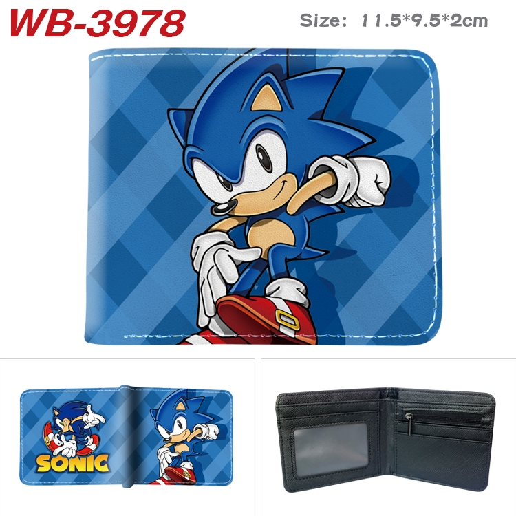 Sonic The Hedgehog Full color pu leather half fold short wallet wallet 11.5X9.5X2CM WB-3978A