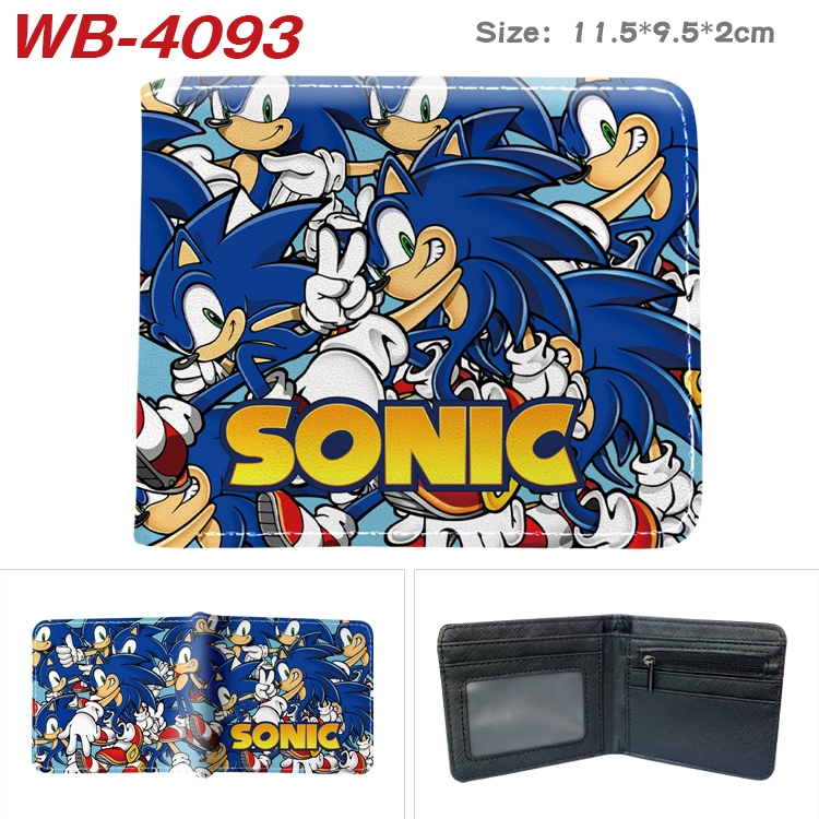 Sonic The Hedgehog Full color pu leather half fold short wallet wallet 11.5X9.5X2CM WB-4093A