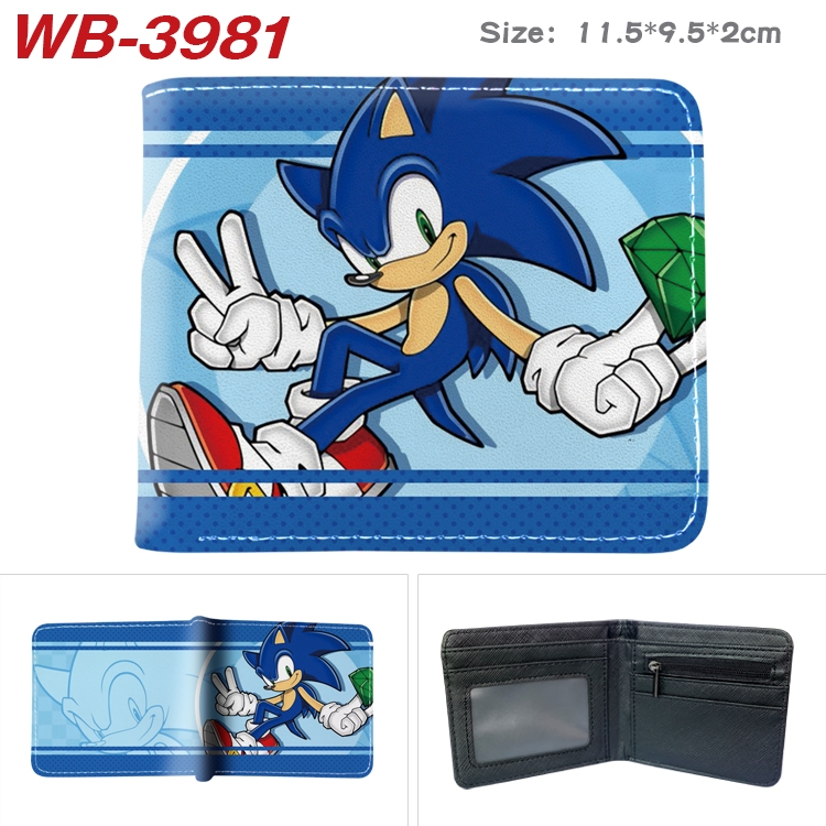 Sonic The Hedgehog Full color pu leather half fold short wallet wallet 11.5X9.5X2CM WB-3981A