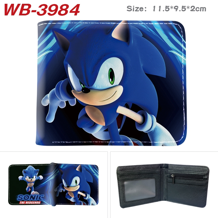 Sonic The Hedgehog Full color pu leather half fold short wallet wallet 11.5X9.5X2CM WB-3984A