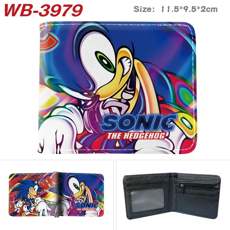 Sonic The Hedgehog Full color pu leather half fold short wallet wallet 11.5X9.5X2CM WB-3979A