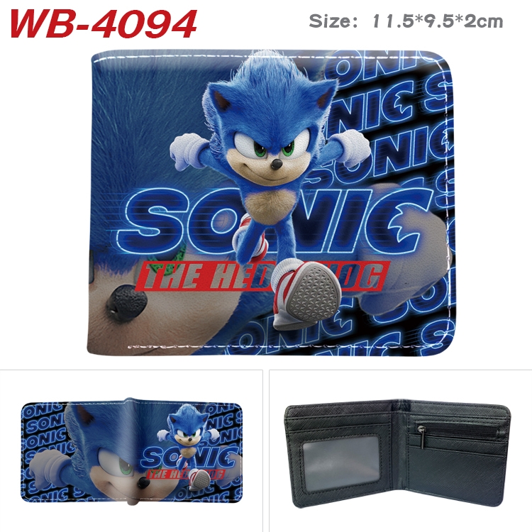 Sonic The Hedgehog Full color pu leather half fold short wallet wallet 11.5X9.5X2CM WB-4094A