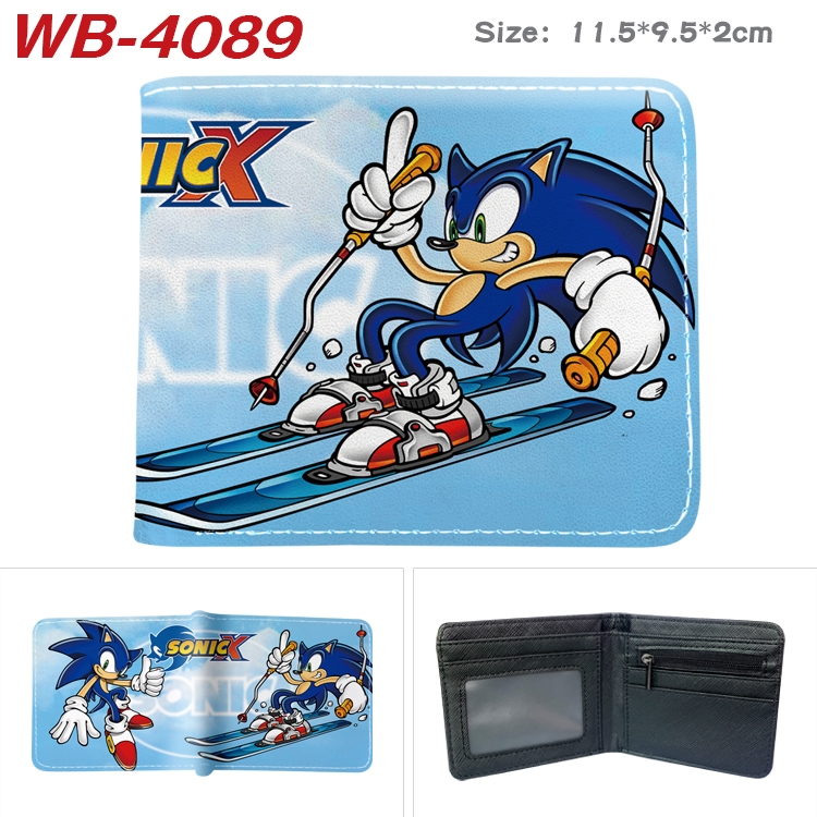 Sonic The Hedgehog Full color pu leather half fold short wallet wallet 11.5X9.5X2CM WB-4089A