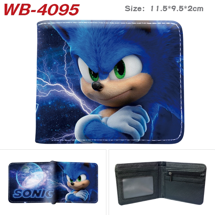 Sonic The Hedgehog Full color pu leather half fold short wallet wallet 11.5X9.5X2CM WB-4095A