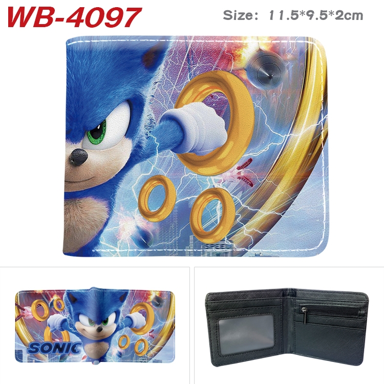 Sonic The Hedgehog Full color pu leather half fold short wallet wallet 11.5X9.5X2CM WB-4097A