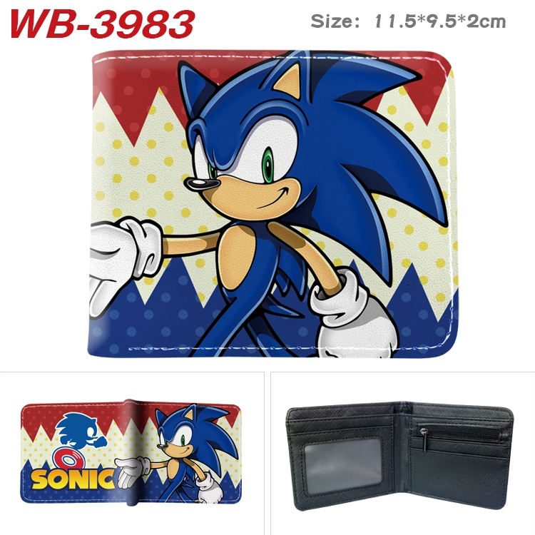 Sonic The Hedgehog Full color pu leather half fold short wallet wallet 11.5X9.5X2CM  WB-3983A