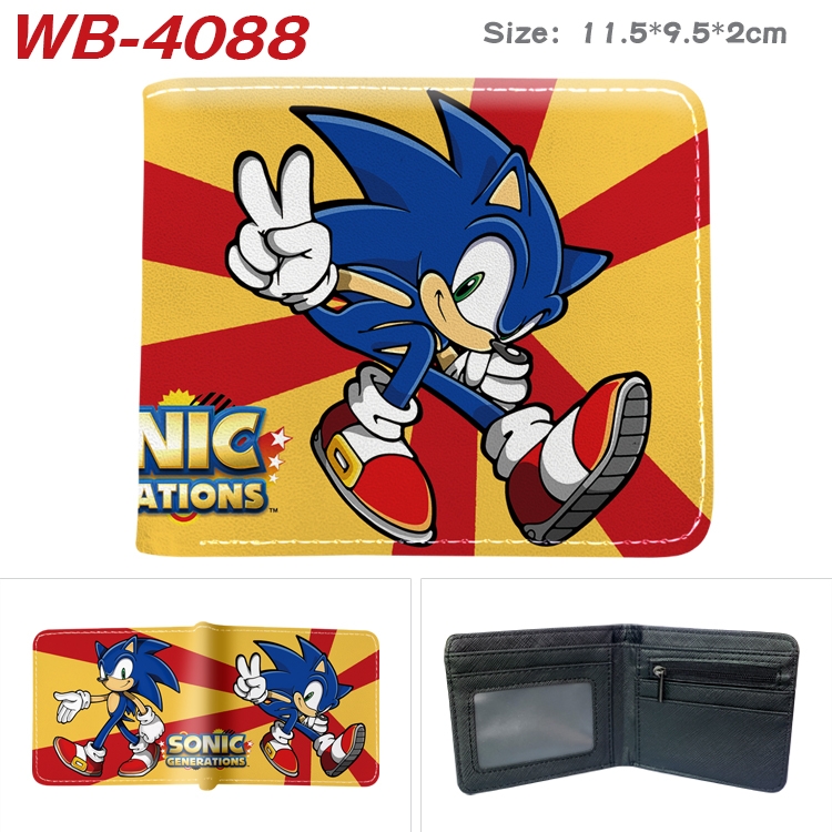 Sonic The Hedgehog Full color pu leather half fold short wallet wallet 11.5X9.5X2CM WB-4088A