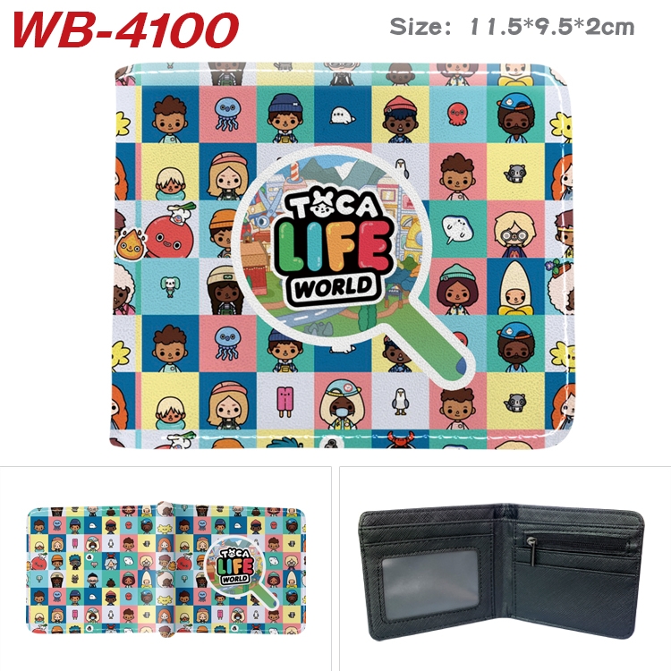 toca life world Full color pu leather half fold short wallet wallet 11.5X9.5X2CM WB-4100A