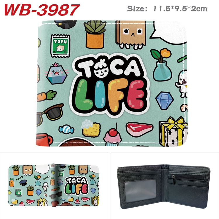 toca life world Full color pu leather half fold short wallet wallet 11.5X9.5X2CM WB-3987A