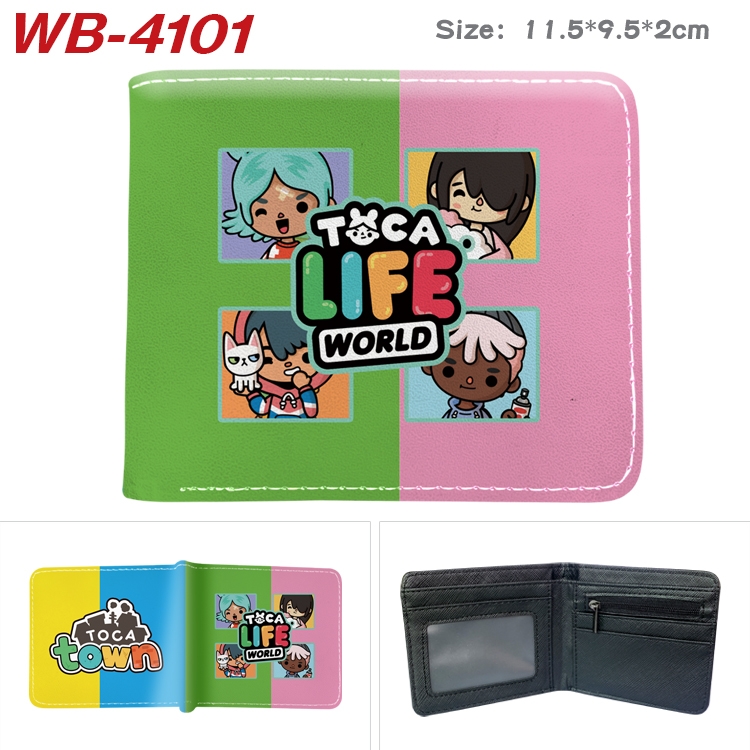 toca life world Full color pu leather half fold short wallet wallet 11.5X9.5X2CM WB-4101A