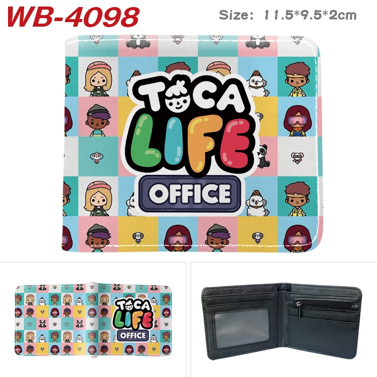 toca life world Full color pu leather half fold short wallet wallet 11.5X9.5X2CM WB-4098A