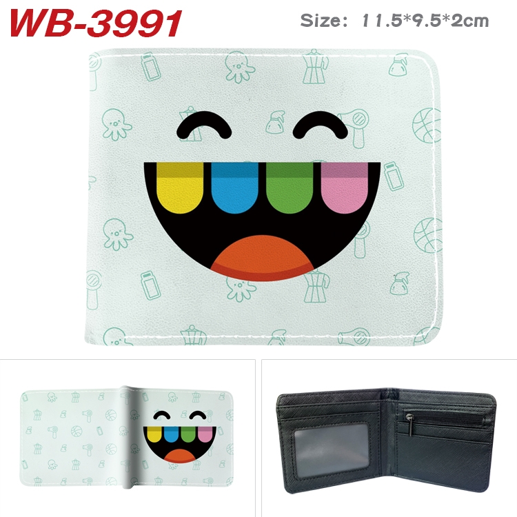 toca life world Full color pu leather half fold short wallet wallet 11.5X9.5X2CM WB-3991A