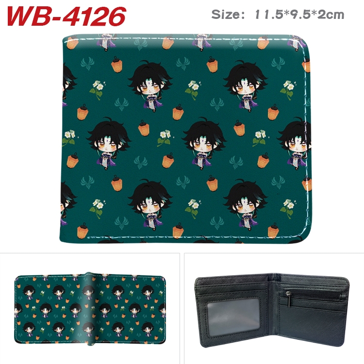 Genshin Impact Full color pu leather half fold short wallet wallet 11.5X9.5X2CM WB-4126A