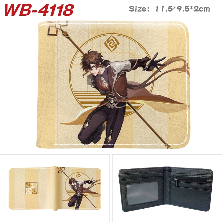 Genshin Impact Full color pu leather half fold short wallet wallet 11.5X9.5X2CM WB-4118A