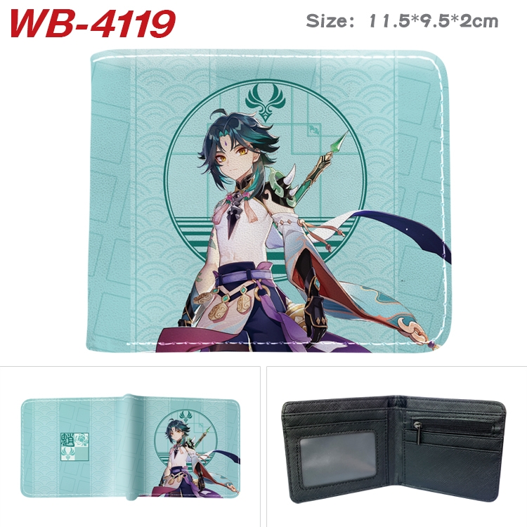 Genshin Impact Full color pu leather half fold short wallet wallet 11.5X9.5X2CM WB-4119A