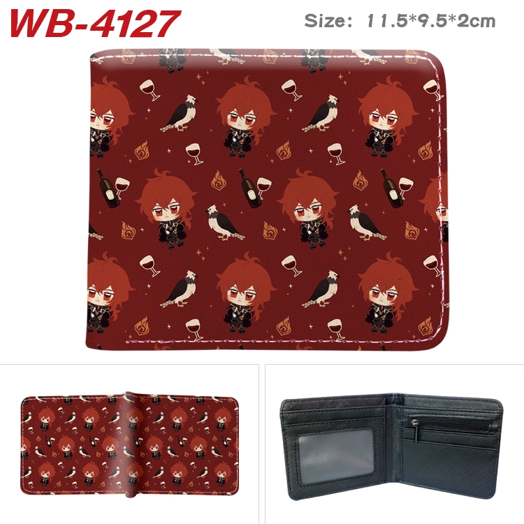 Genshin Impact Full color pu leather half fold short wallet wallet 11.5X9.5X2CM WB-4127A