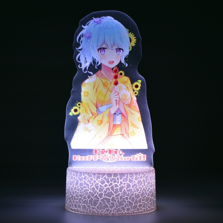 BanG Dream!  Color Acrylic Night Light 16 Color-changing Remote Control USB Interface Box Set 19X7X4CM white cracked bas