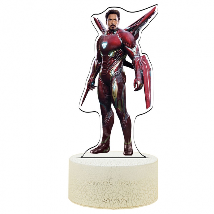 Iron Man Color Acrylic Night Light 16 Color-changing Remote Control USB Interface Box Set 19X7X4CM white cracked base
