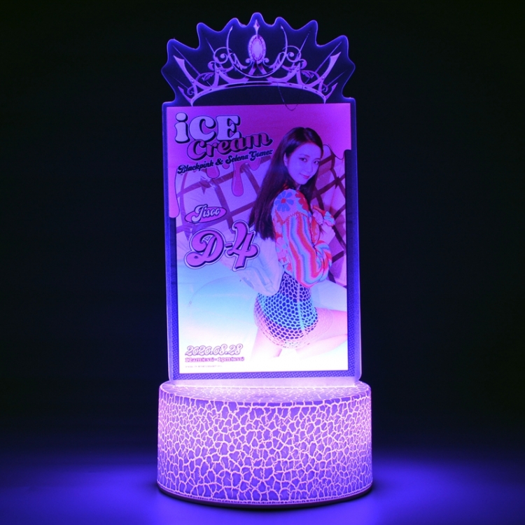 BLACK PINK Color Acrylic Night Light 16 Color-changing Remote Control USB Interface Box Set 19X7X4CM white cracked base