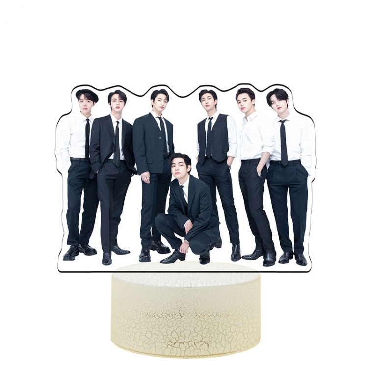 BTS Color Acrylic Night Light 16 Color-changing Remote Control USB Interface Box Set 19X7X4CM white cracked base
