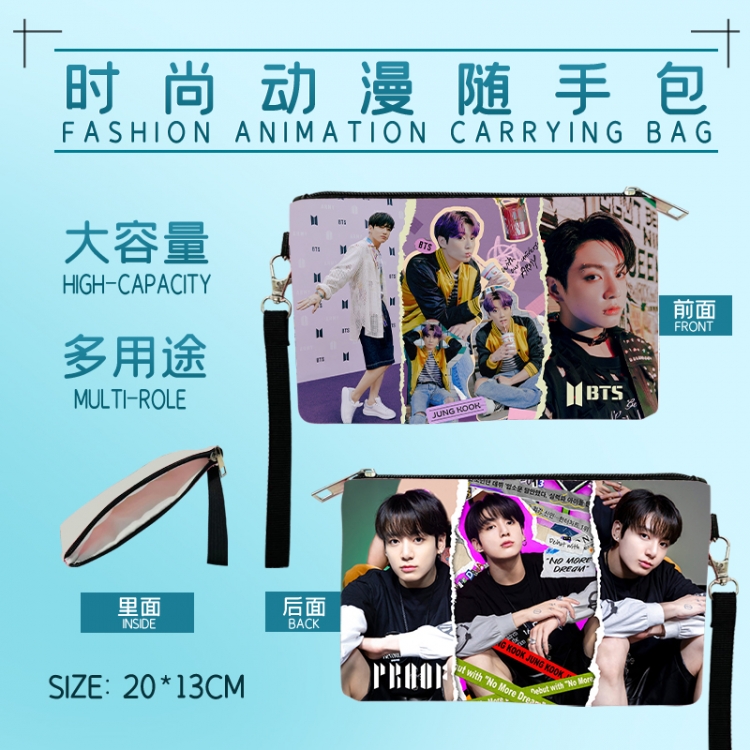 BTSMovie star fashion large capacity handbag cosmetic bag pencil case 20x13cm