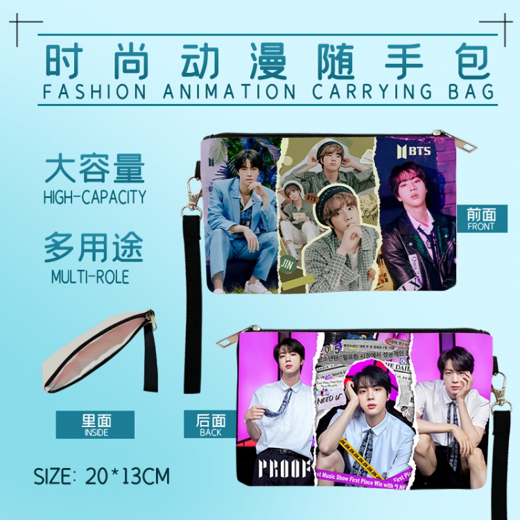 BTS Movie star fashion large capacity handbag cosmetic bag pencil case 20x13cm
