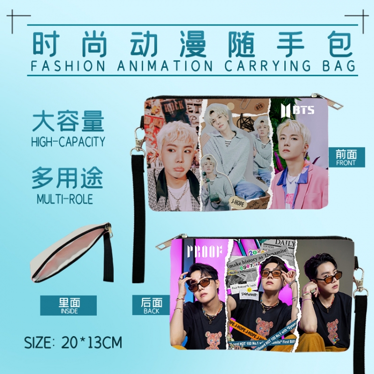 BTS Movie star fashion large capacity handbag cosmetic bag pencil case 20x13cm