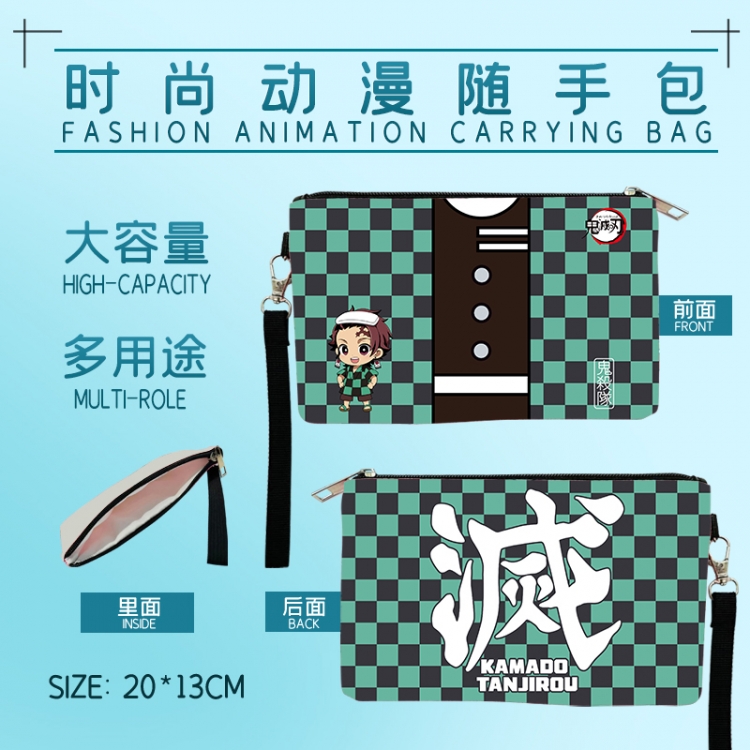 Demon Slayer Kimets Fashion Anime Large Capacity Handbag Cosmetic Bag Pencil Case 20x13cm
