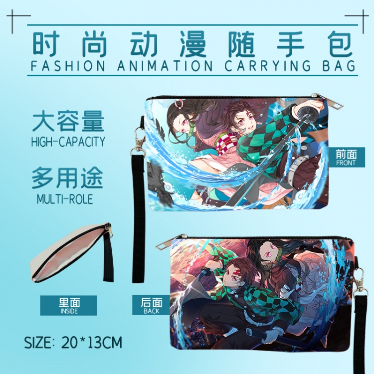 Demon Slayer Kimets Fashion Anime Large Capacity Handbag Cosmetic Bag Pencil Case 20x13cm