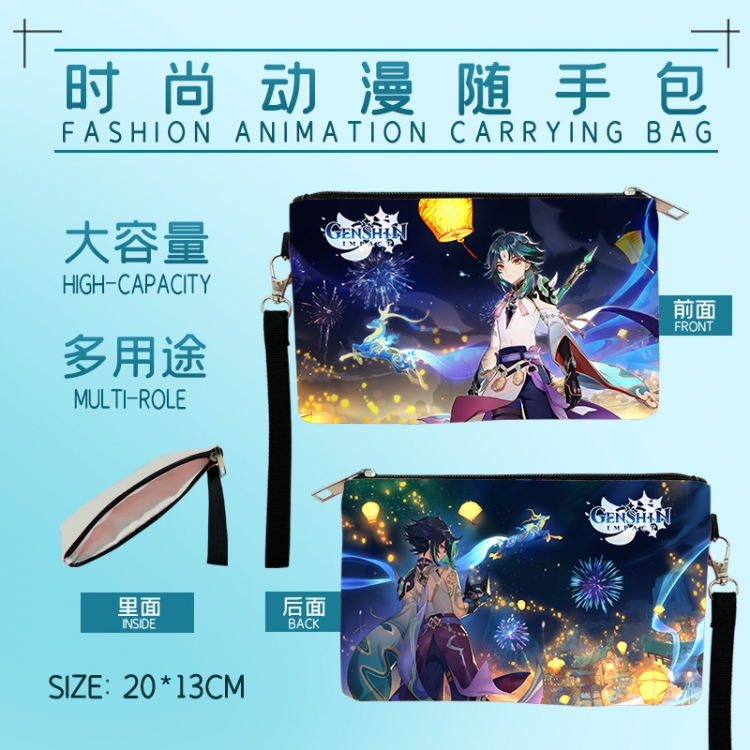 Genshin Impact Fashion Anime Large-capacity Handbag Painting Cosmetic Bag Pencil Case 20x13cm