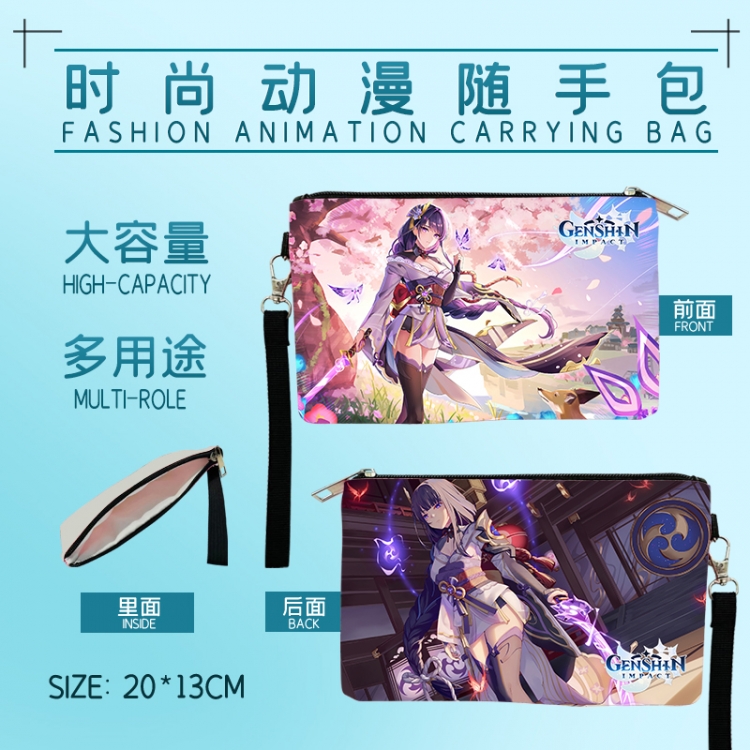 Genshin Impact Fashion Anime Large-capacity Handbag Painting Cosmetic Bag Pencil Case 20x13cm